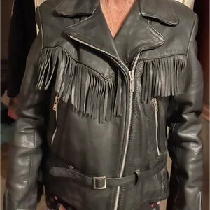 Harley-Davidson Black Leather Fringe Jacket